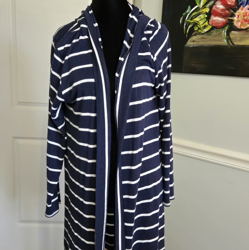 Navy Striped Women's Cardigan